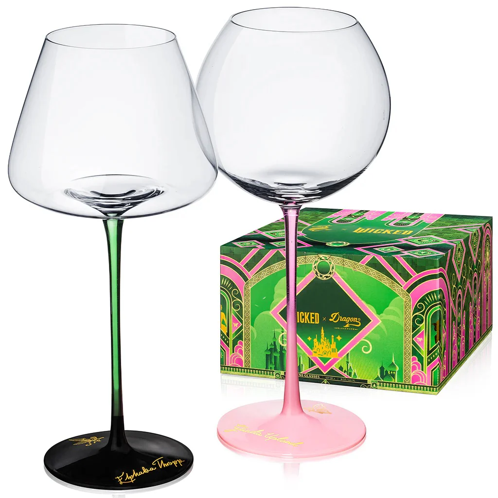 Wicked x Dragon Glassware Logo Stemmed Wine Glasses Set